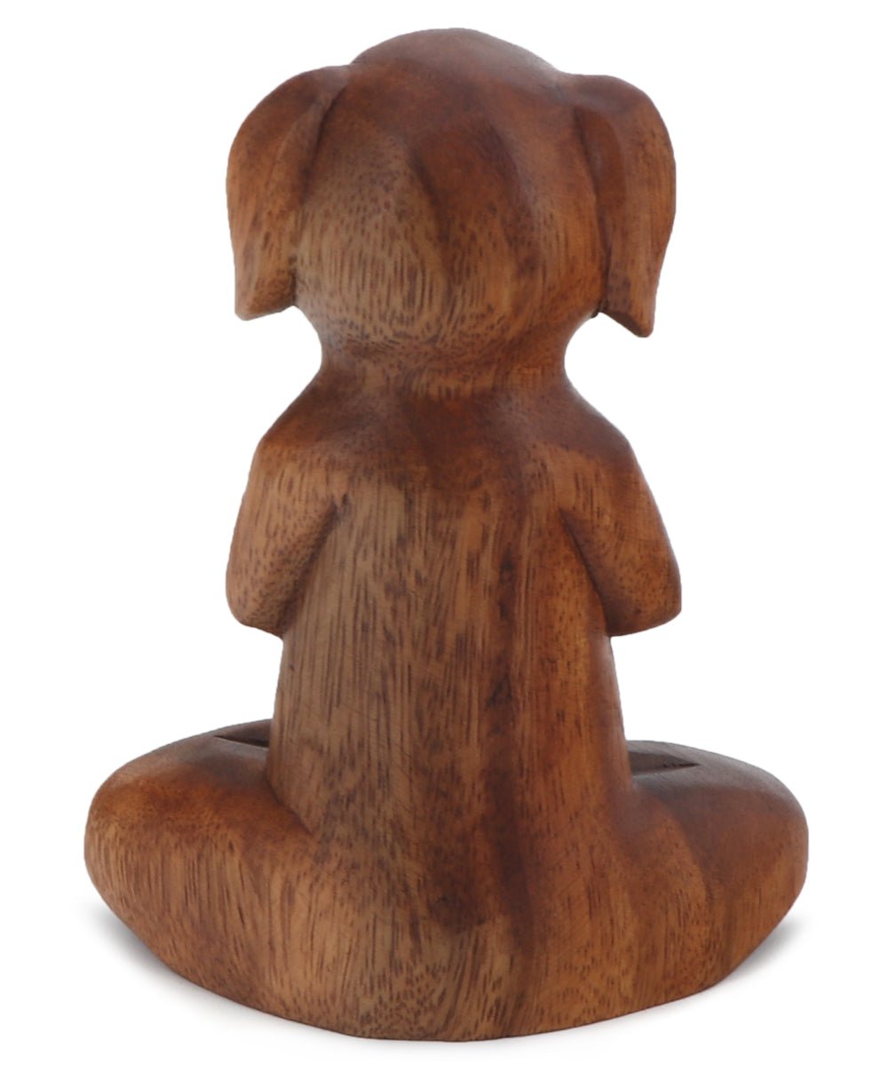Hand Carved Meditating Namaste Dog Statue - Sculptures & Statues