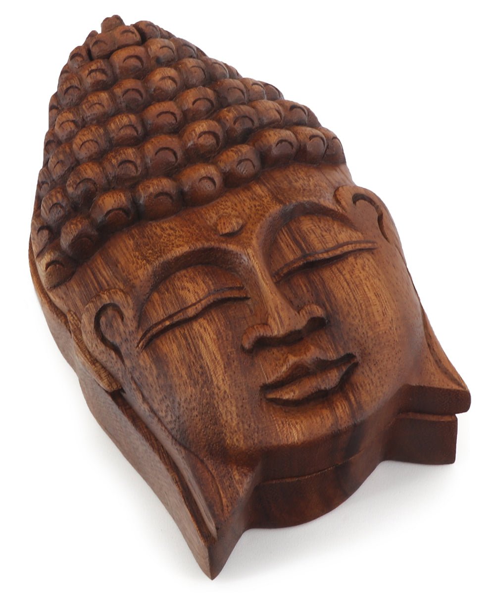 Hand-carved Wood Buddha Face Puzzle Keepsake Box - Gift Boxes & Tins