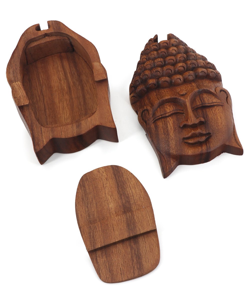 Hand-carved Wood Buddha Face Puzzle Keepsake Box - Gift Boxes & Tins