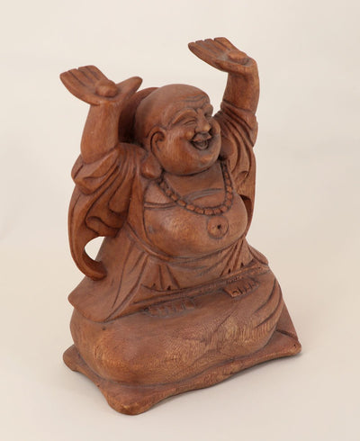 Hand Carved Wood Hotei (Ho Tai or Happy Buddha) Statue - Sculptures & Statues