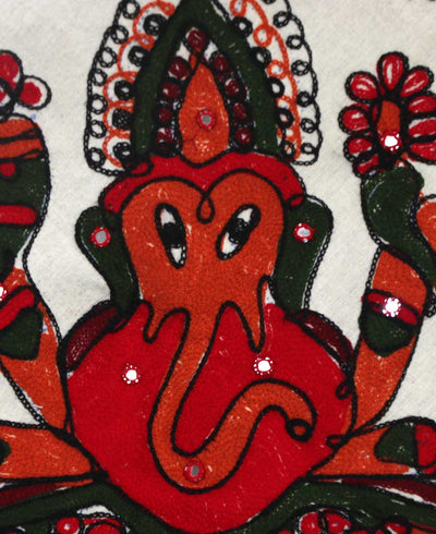 Hand Embroidered Ganesh Wall Hanging - Wall Hanging