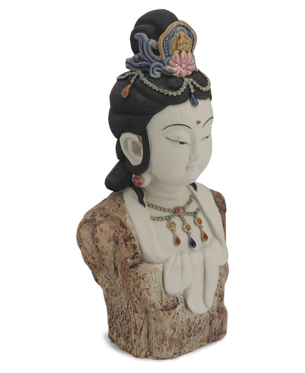 Hand-Painted Bejeweled Premium Kuan Yin Statue - Sculptures & Statues
