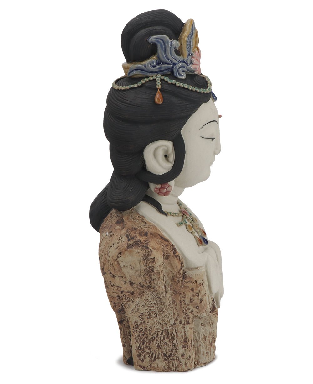 Hand-Painted Bejeweled Premium Kuan Yin Statue - Sculptures & Statues