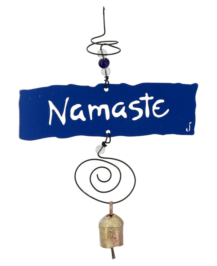 Handcrafted Mindfulness Wall Hanging Chimes, Breathe or Namaste - Wind Chimes Namaste