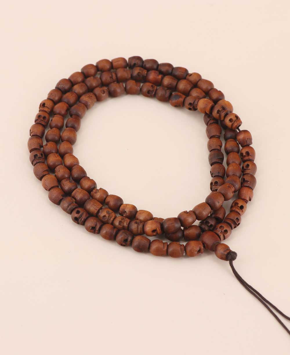 Handmade Tibetan Skull Wood Meditation Mala - Prayer Beads