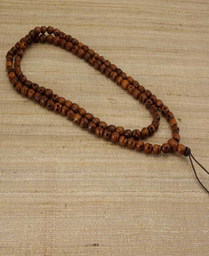 Handmade Tibetan Skull Wood Meditation Mala - Prayer Beads