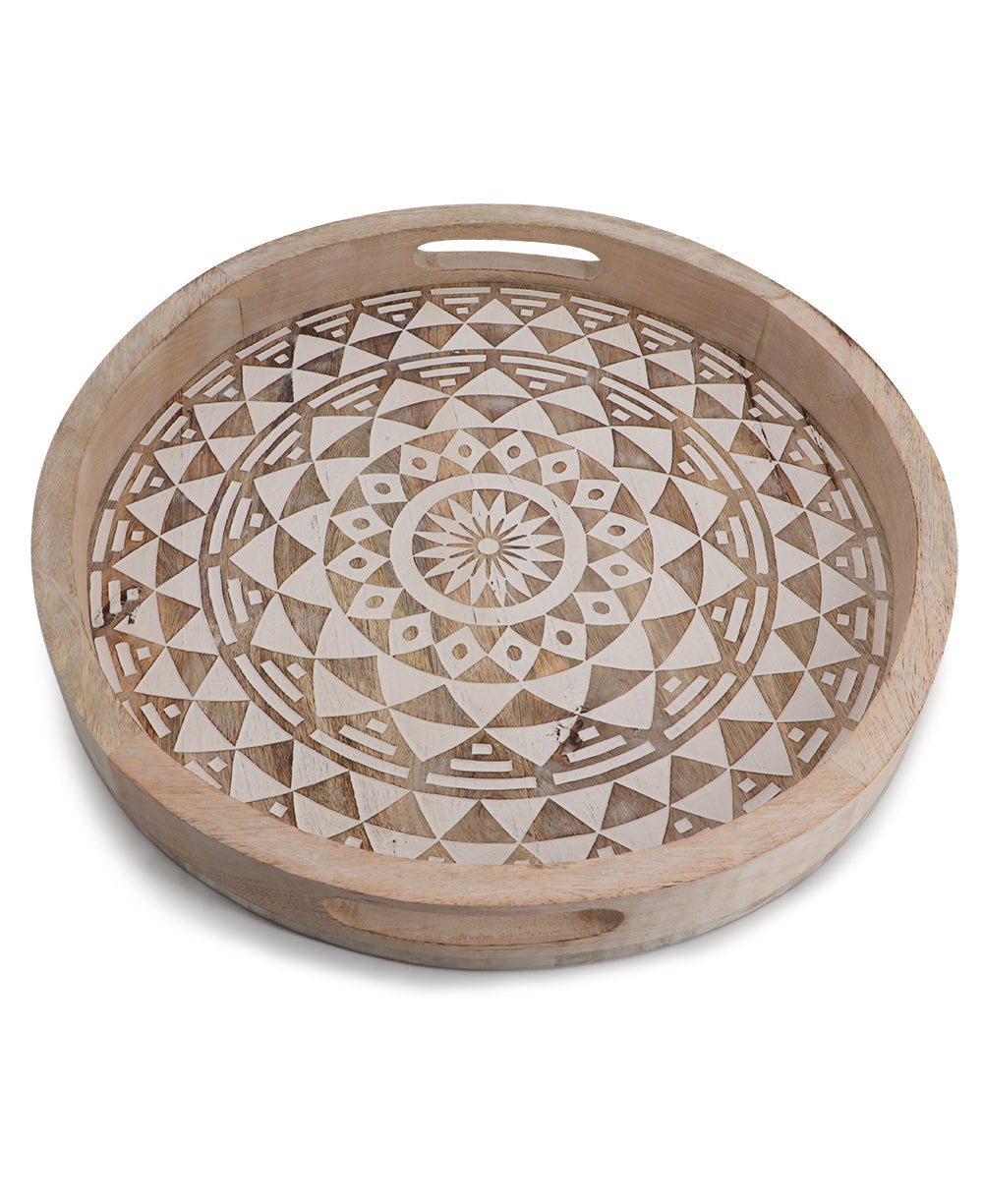 Handmade Wood Mandala Design Tray - Decorative Trays Large