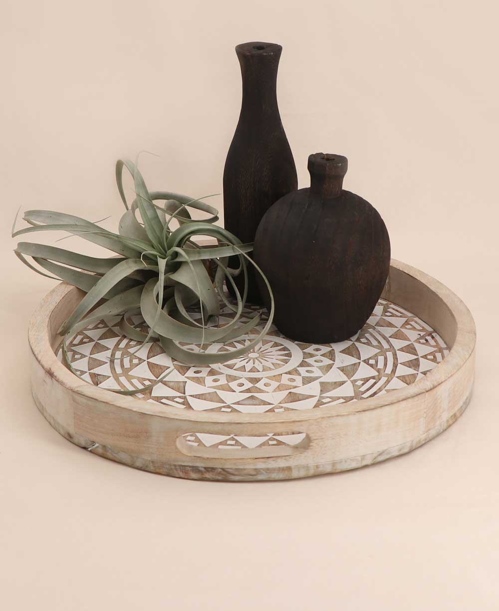 Handmade Wood Mandala Design Tray – Buddha Groove