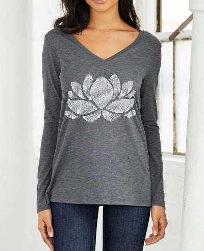 Heather Grey Lotus Mantra T-Shirt - Shirts & Tops S