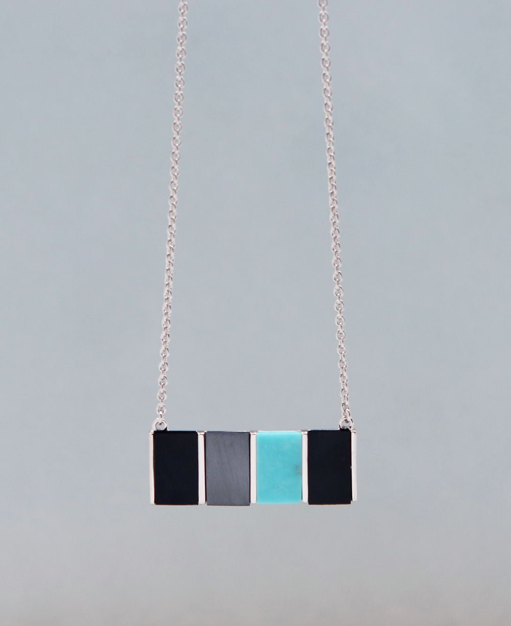 Hematite, Onyx, and Turquoise Protection Necklace - Necklaces