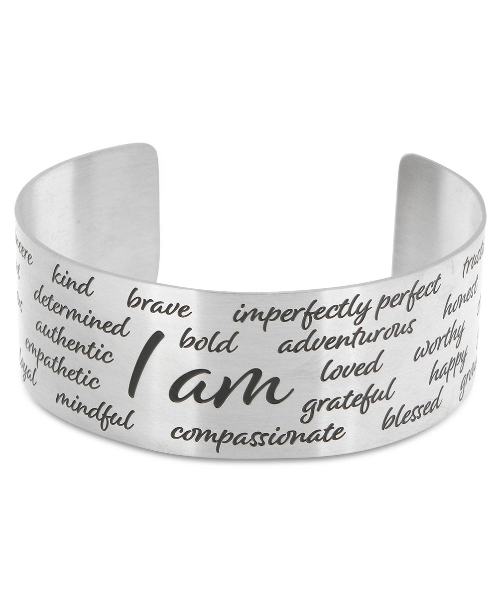 I am Affirmation Stainless Steel Adjustable Cuff Bracelet - Bracelets
