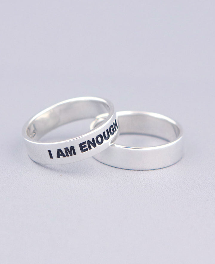 I am Enough Inspirational Sterling Simple Band Ring - Rings Size 6