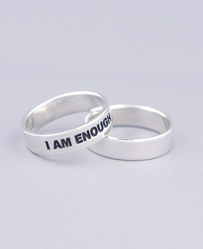 I am Enough Inspirational Sterling Simple Band Ring - Rings Size 6
