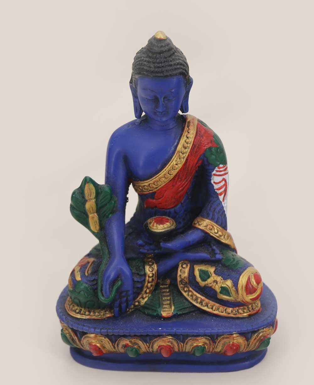 IMP – Multicolored Blue Medicine Buddha Statue, 5.5 Inches - Sculptures & Statues