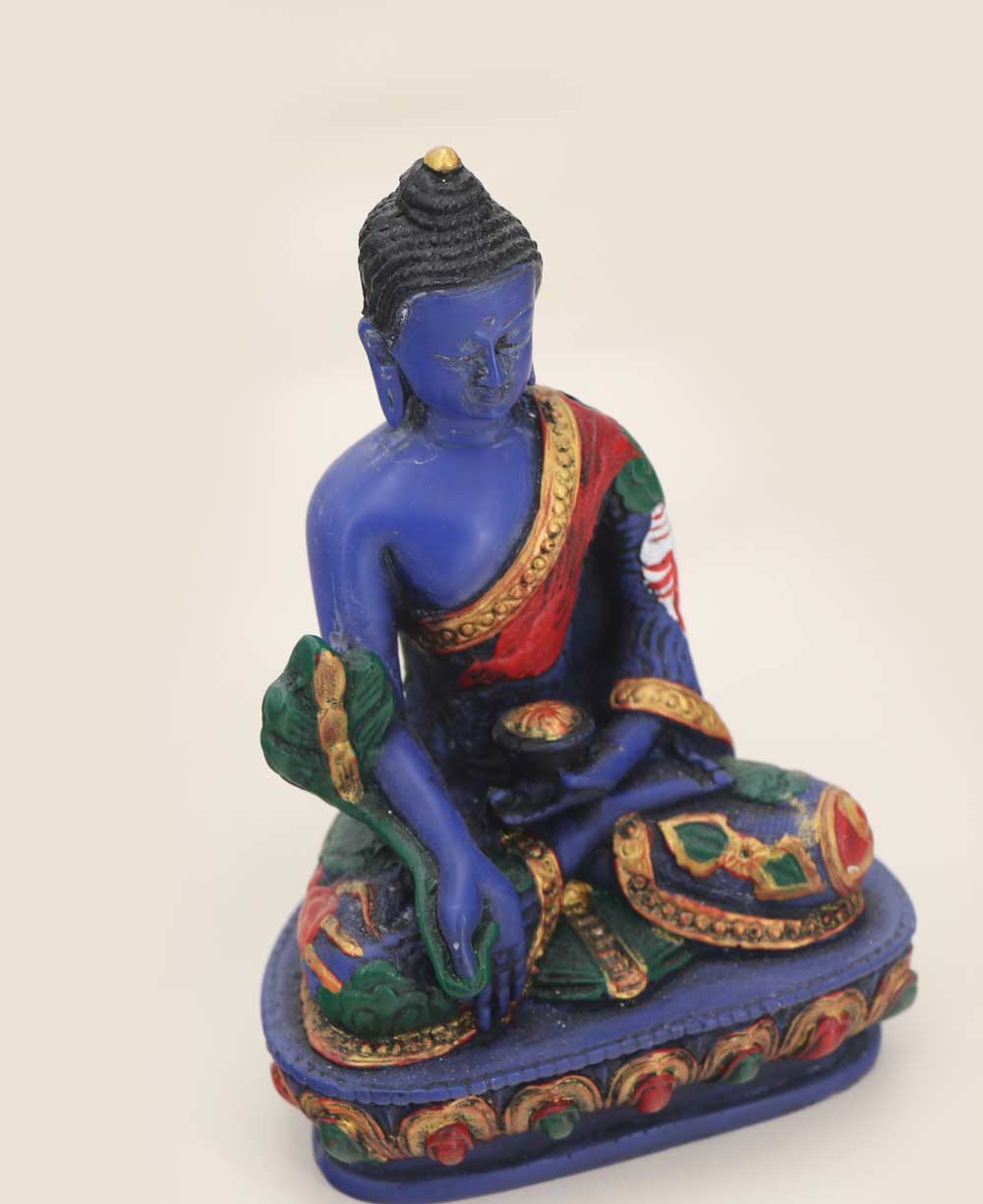 IMP – Multicolored Blue Medicine Buddha Statue, 5.5 Inches - Sculptures & Statues