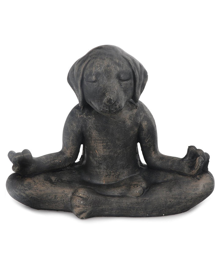 Imperfectly Perfect Cast Stone Meditating Zen Yoga Dog Statue USA Made - Sculptures & Statues Black