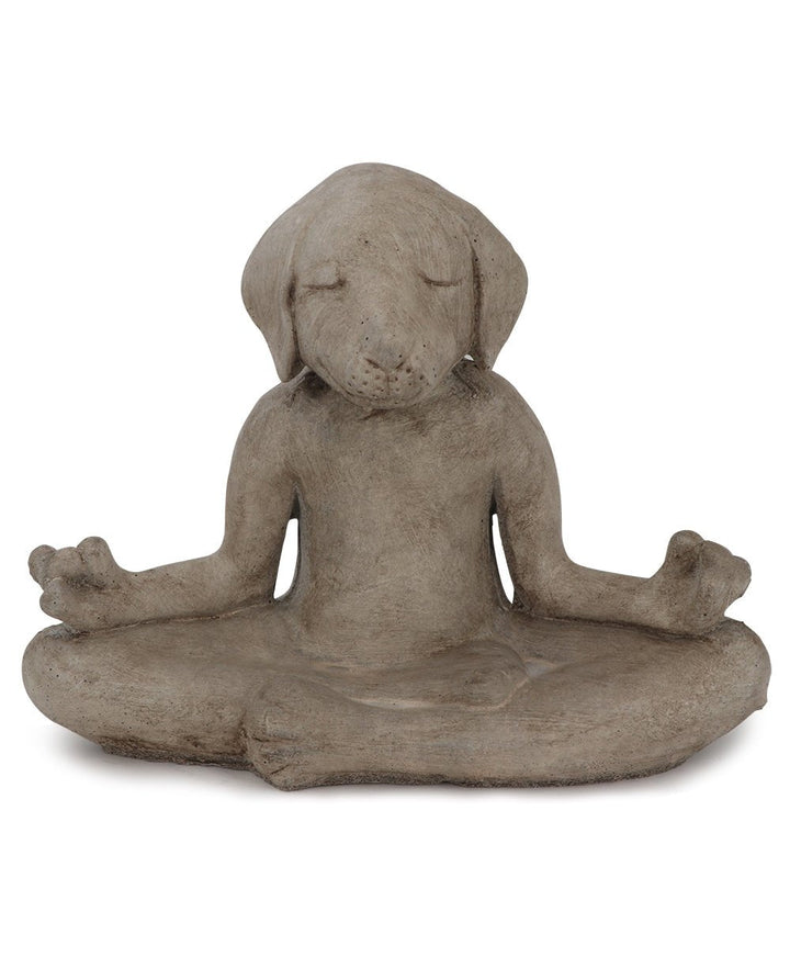 Imperfectly Perfect Cast Stone Meditating Zen Yoga Dog Statue USA Made - Sculptures & Statues Brown