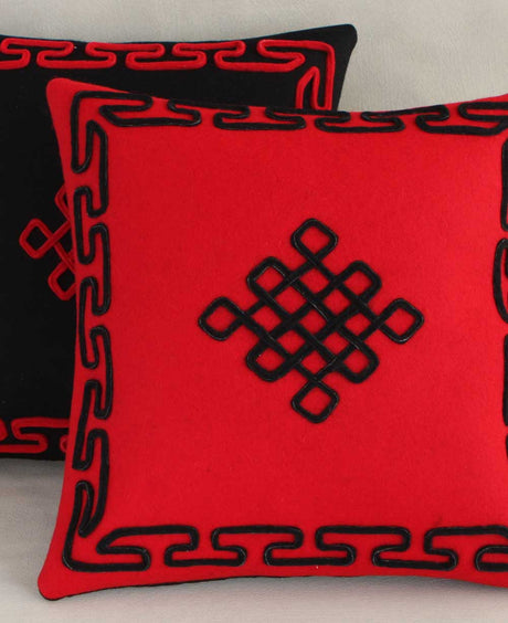 Infinite Knot Fair Trade Tibetan Pillow - Pillows Black