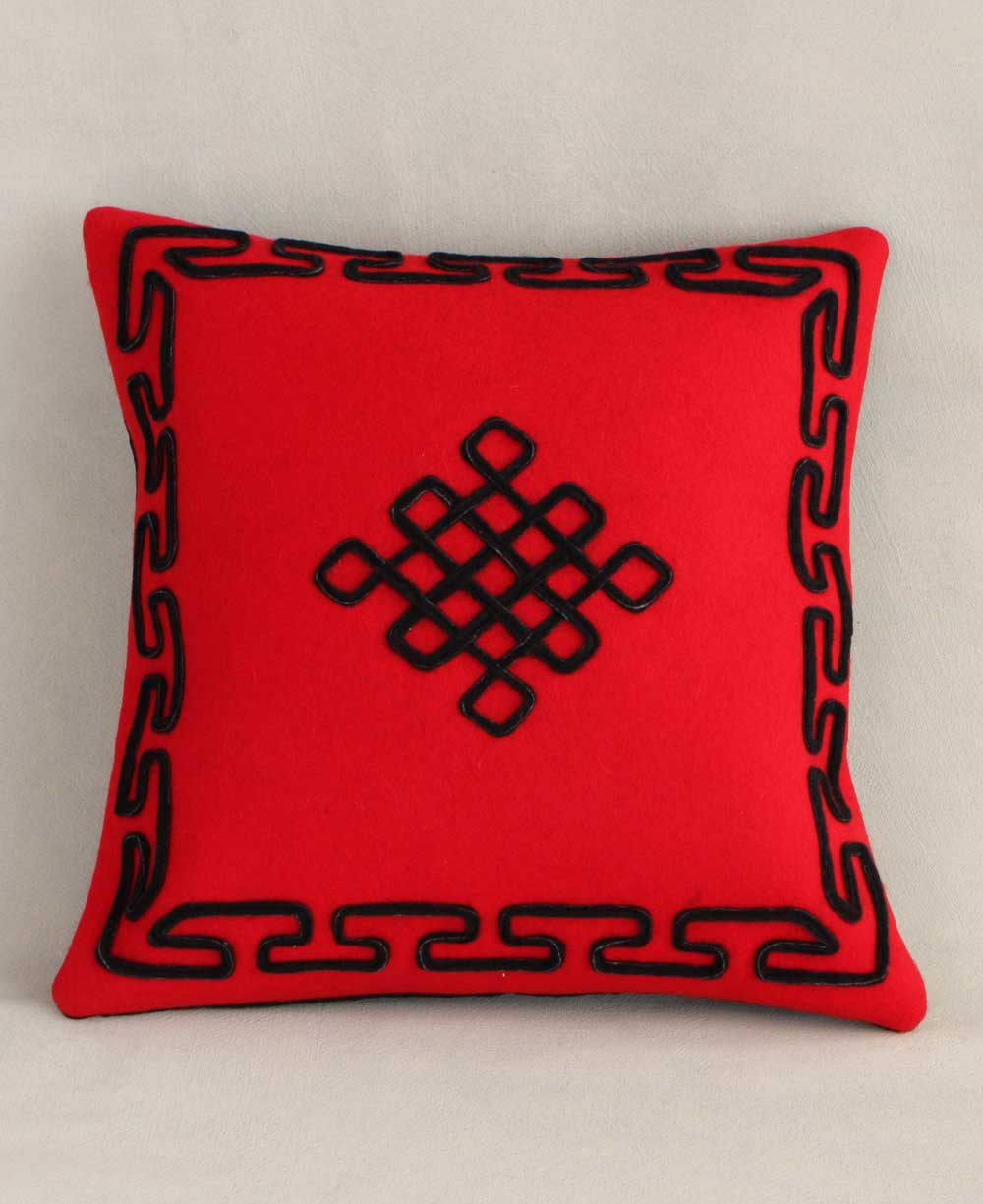Infinite Knot Fair Trade Tibetan Pillow - Pillows Black