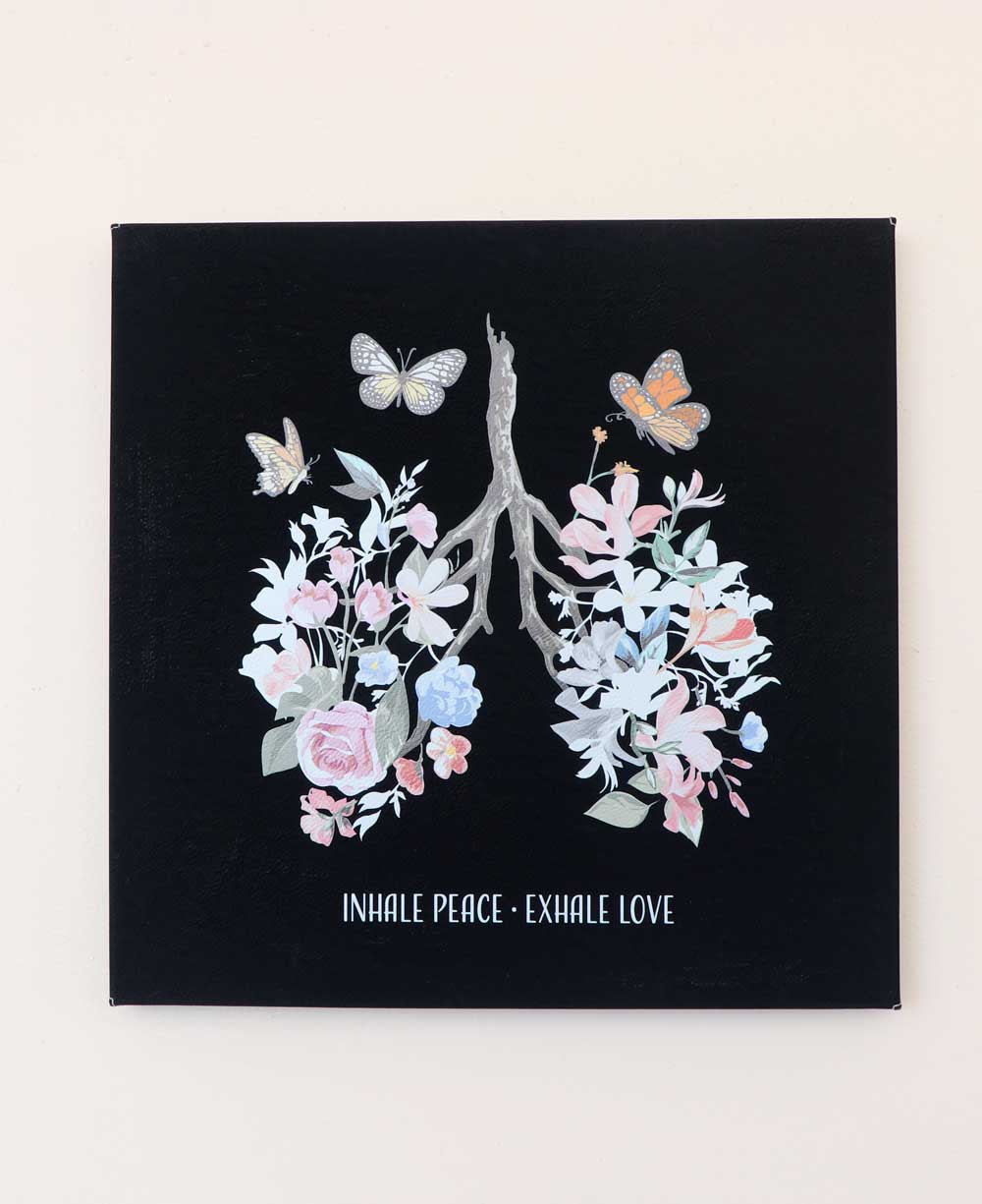 Inhale Peace Exhale Love Inspirational Art Floral Lungs Wall Hanging - Posters, Prints, & Visual Artwork