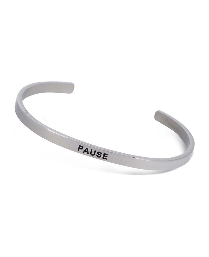 Inspirational Engraved Cuff Bracelet, Pause - Bracelets