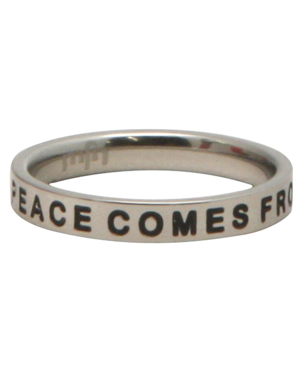 Inspirational Inscribed Ring, Peace Comes From Within - Rings Size 6
