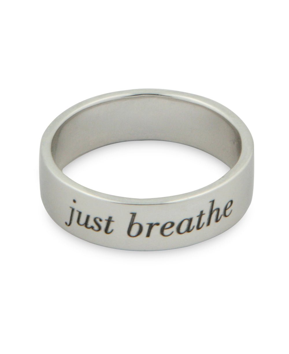 Inspirational Jewelry, Sterling Silver Ring, Just Breathe - Rings Size 6