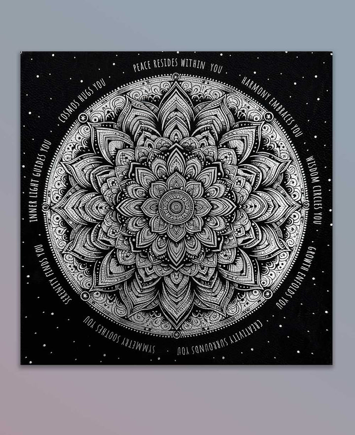 Inspirational Mandala Wall Art in Black and Silver - Wind Chimes