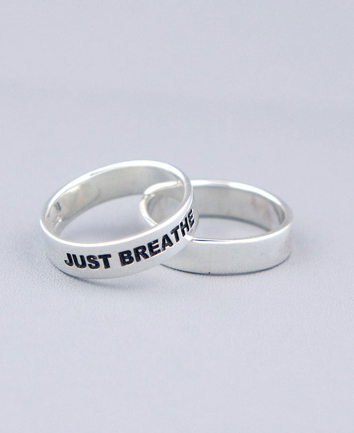 Just Breathe Inspirational Sterling Simple Band Ring - Rings Size 6