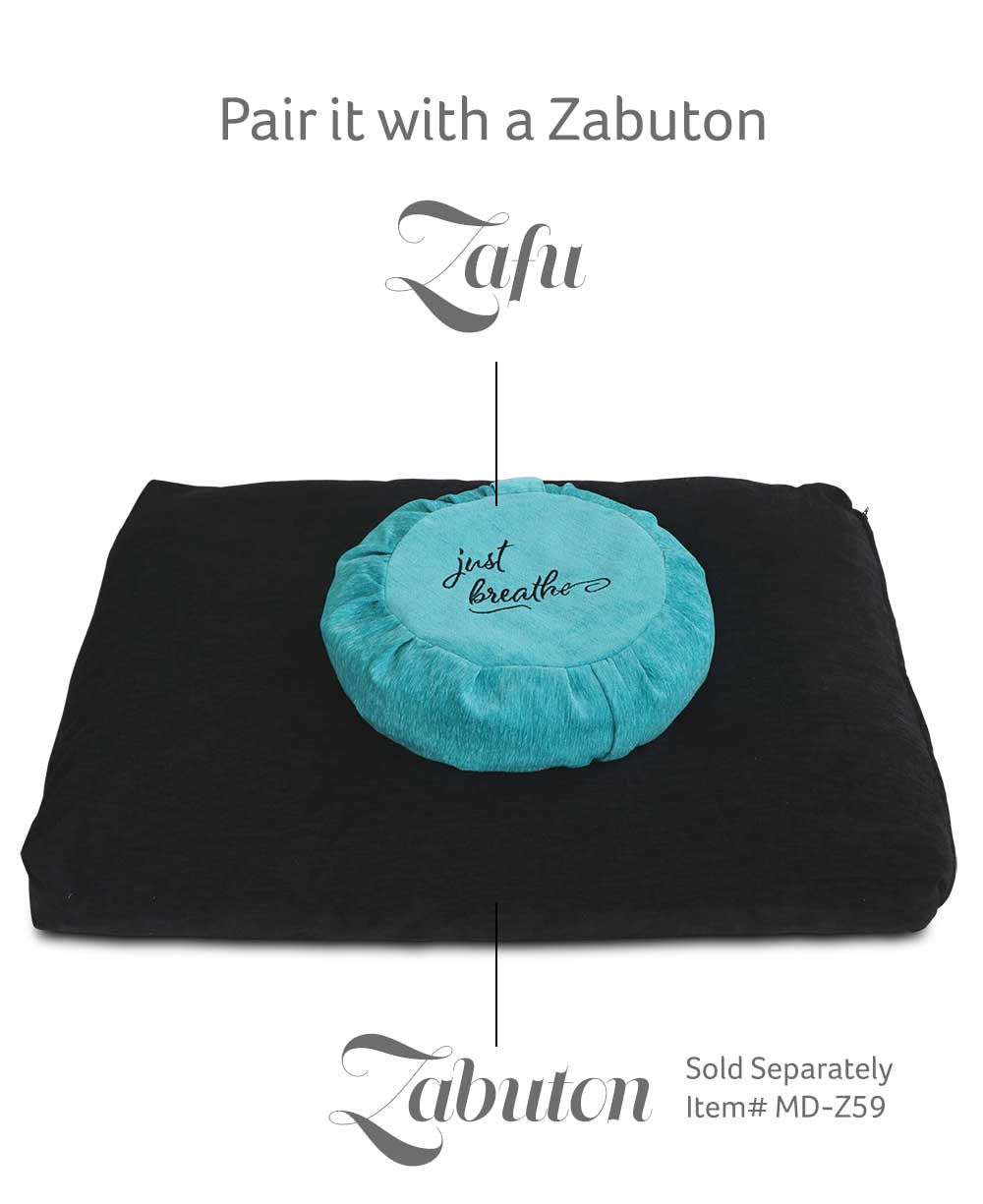 Just Breathe Turquoise Chenille Meditation Zafu Cushion, Buckwheat