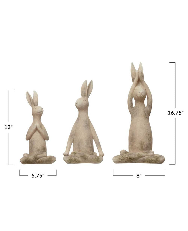 Karma Bunnies Yoga Rabbit Statues, Sold Individually Or Set - Sculptures & Statues Meditating Pose