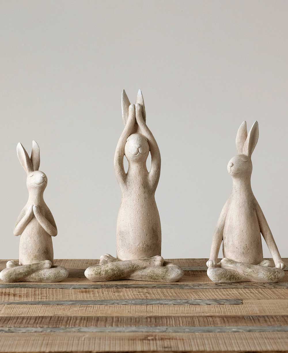 Karma Bunnies Yoga Rabbit Statues, Sold Individually Or Set - Sculptures & Statues Set of 3