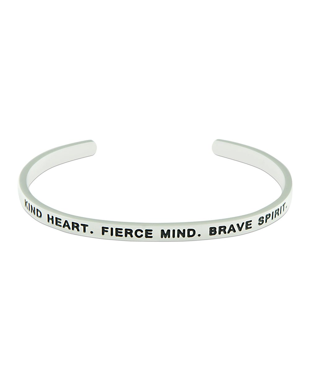Kind Fierce Brave Cuff Bracelet, Multiple Finishes - Bracelets Silver