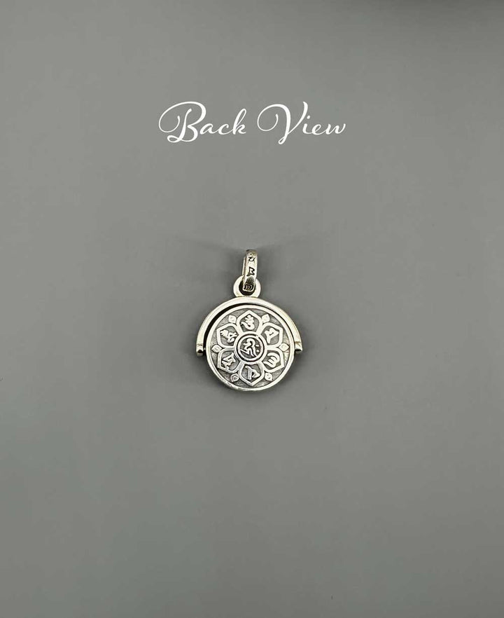 Kinetic Spinning Om Mani Padme Hum Tibetan Mantra Pendant in Sterling Silver - Charms & Pendants