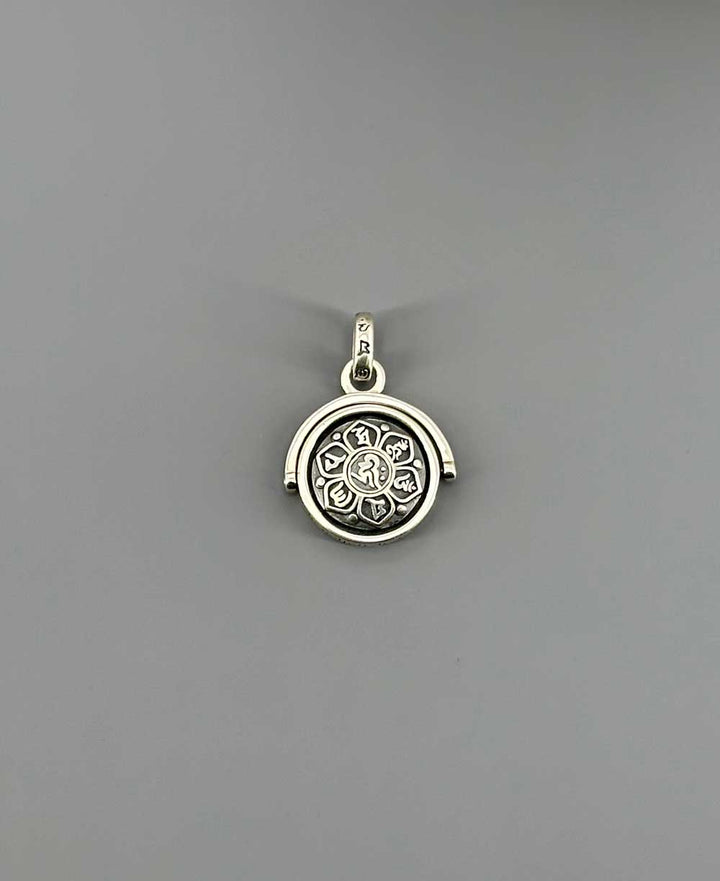 Kinetic Spinning Om Mani Padme Hum Tibetan Mantra Pendant in Sterling Silver - Charms & Pendants