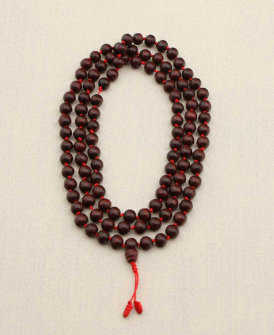 Knotted Dark Rosewood Bead Mala, 108 Beads - Prayer Beads