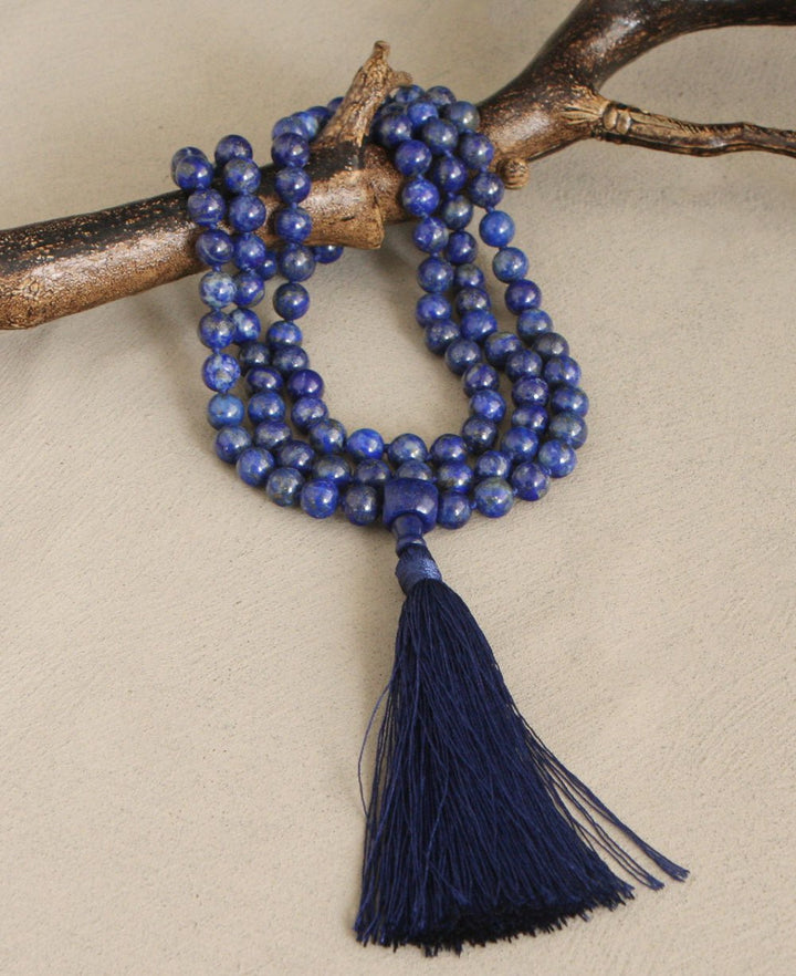 Knotted Lapis Lazuli Knotted Mala, 108 Beads - Meditation