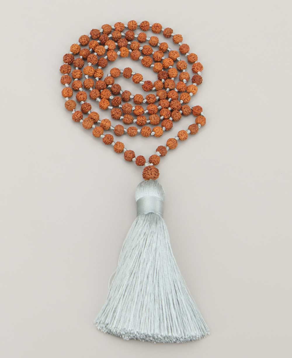 Knotted Rudraksha Mala, 108 Beads - Prayer Beads 6mm