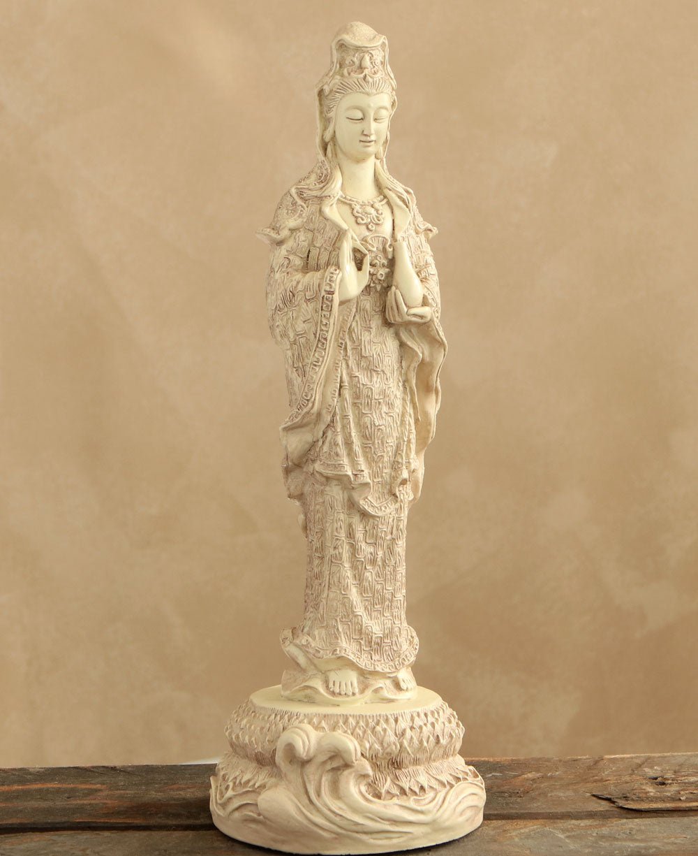 Kuan Yin Statue Holding a Vase, 12.25 Inches Tall - Sculptures & Statues
