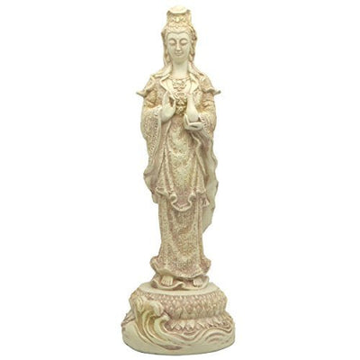 Kuan Yin Statue Holding a Vase, 12.25 Inches Tall - Sculptures & Statues