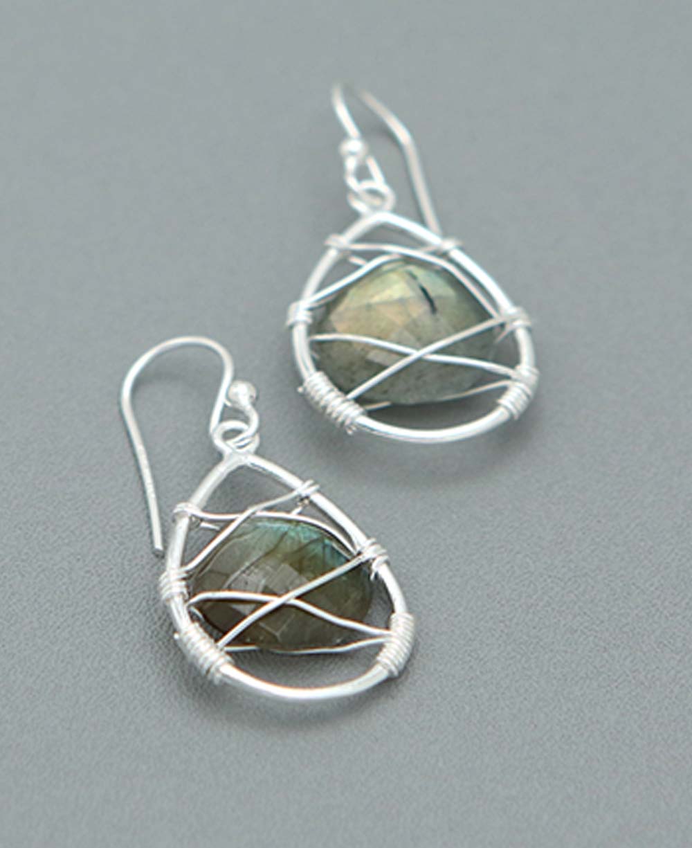 Labradorite and Sterling Silver Wrap Earrings -