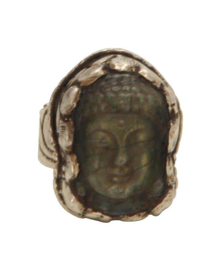 Labradorite Buddha Ring, Silver - Jewelry