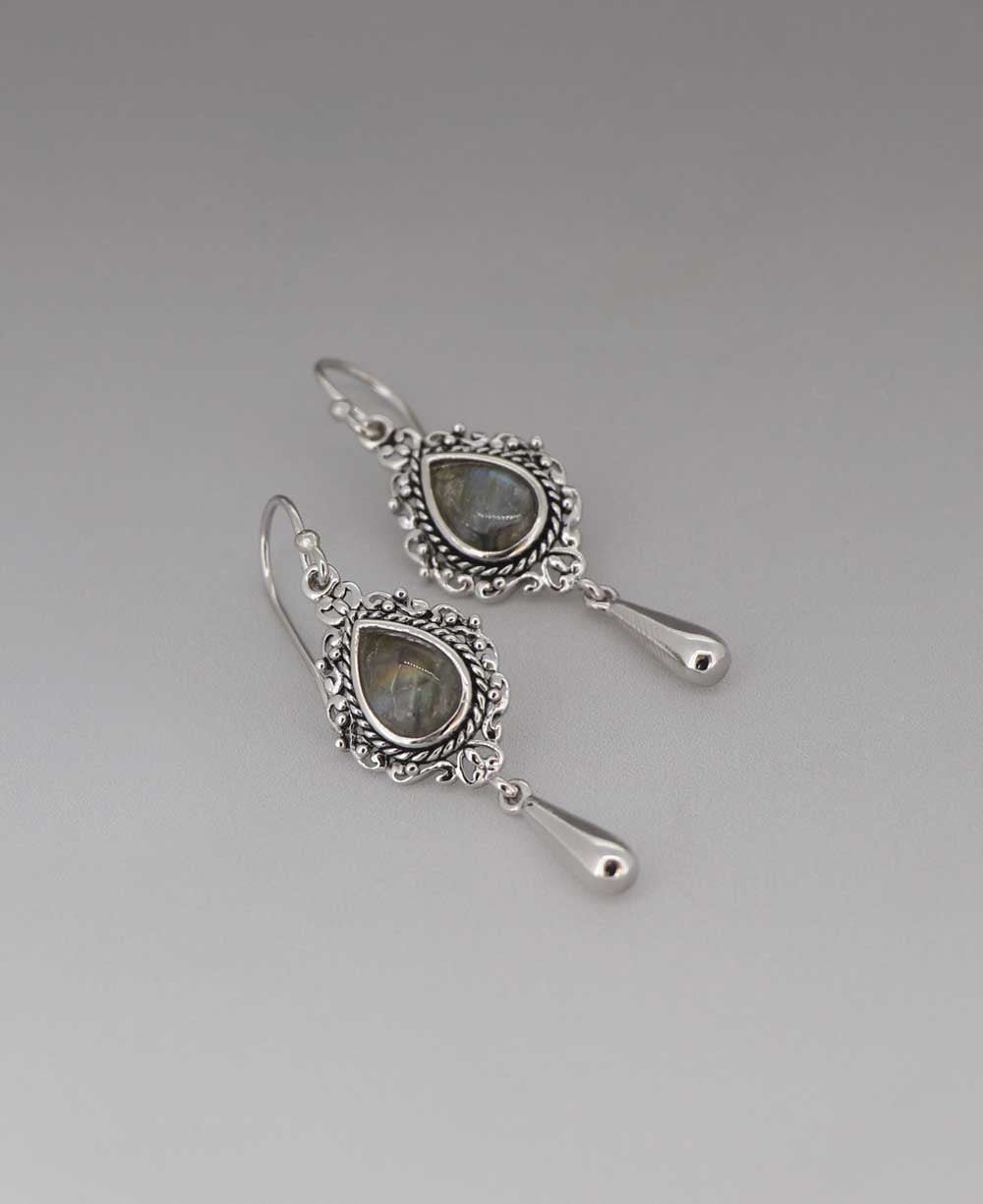 Labradorite Sterling Silver Drop Earrings - Earrings