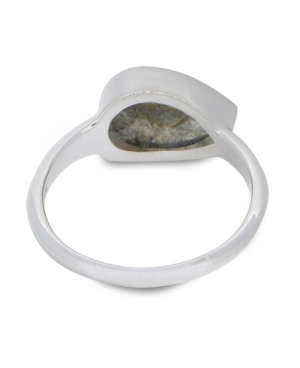 Labradorite Teardrop Shaped Gemstone Sterling Ring - Rings Size 6