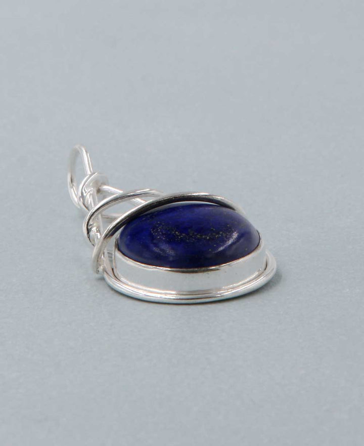 Lapis Lazuli Gemstone Wrap Pendant, Sterling Silver - Charms & Pendants