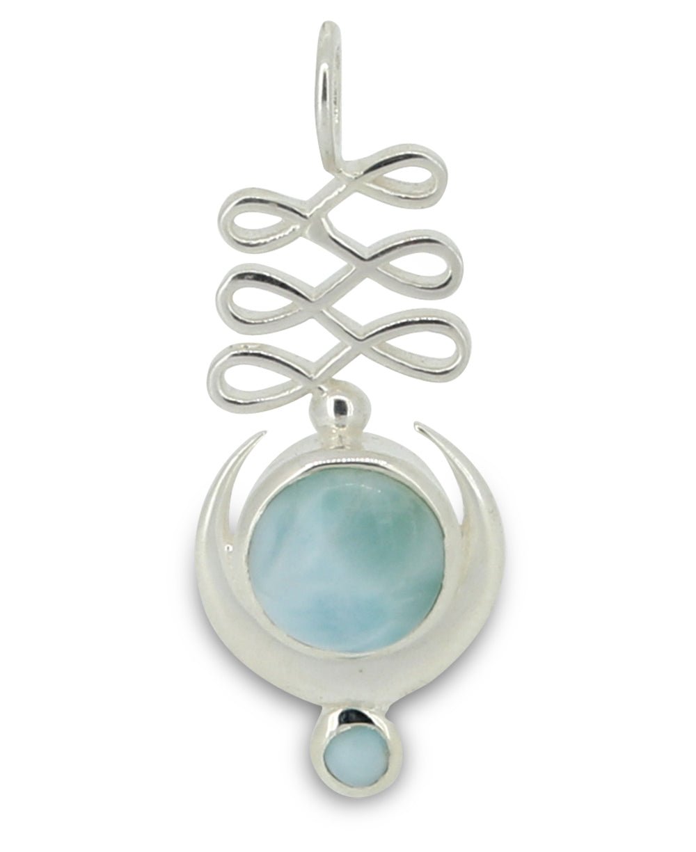 Larimar Sterling Silver Unalome Moon Pendant - Charms & Pendants