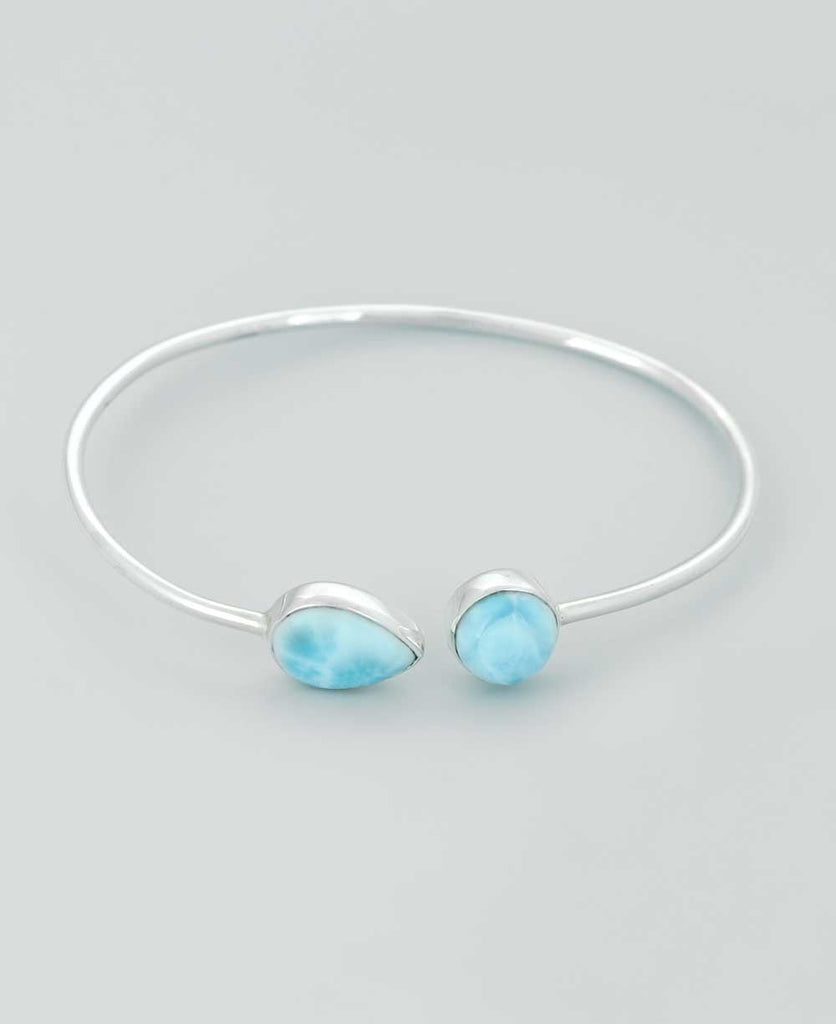 Larimar Gemstone Bracelet, Sterling Silver Adjustable Bolo Bracelet, online AAA Quality Dominican Republic Larimar Bracelet, Gifts for Her