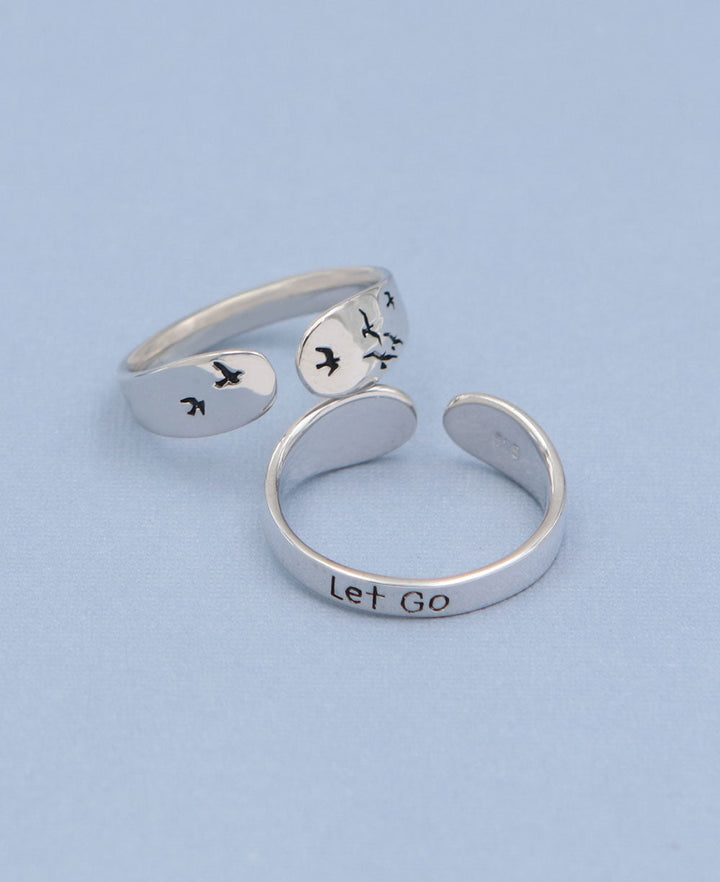 Let Go Sterling Silver Mantra Ring - Rings