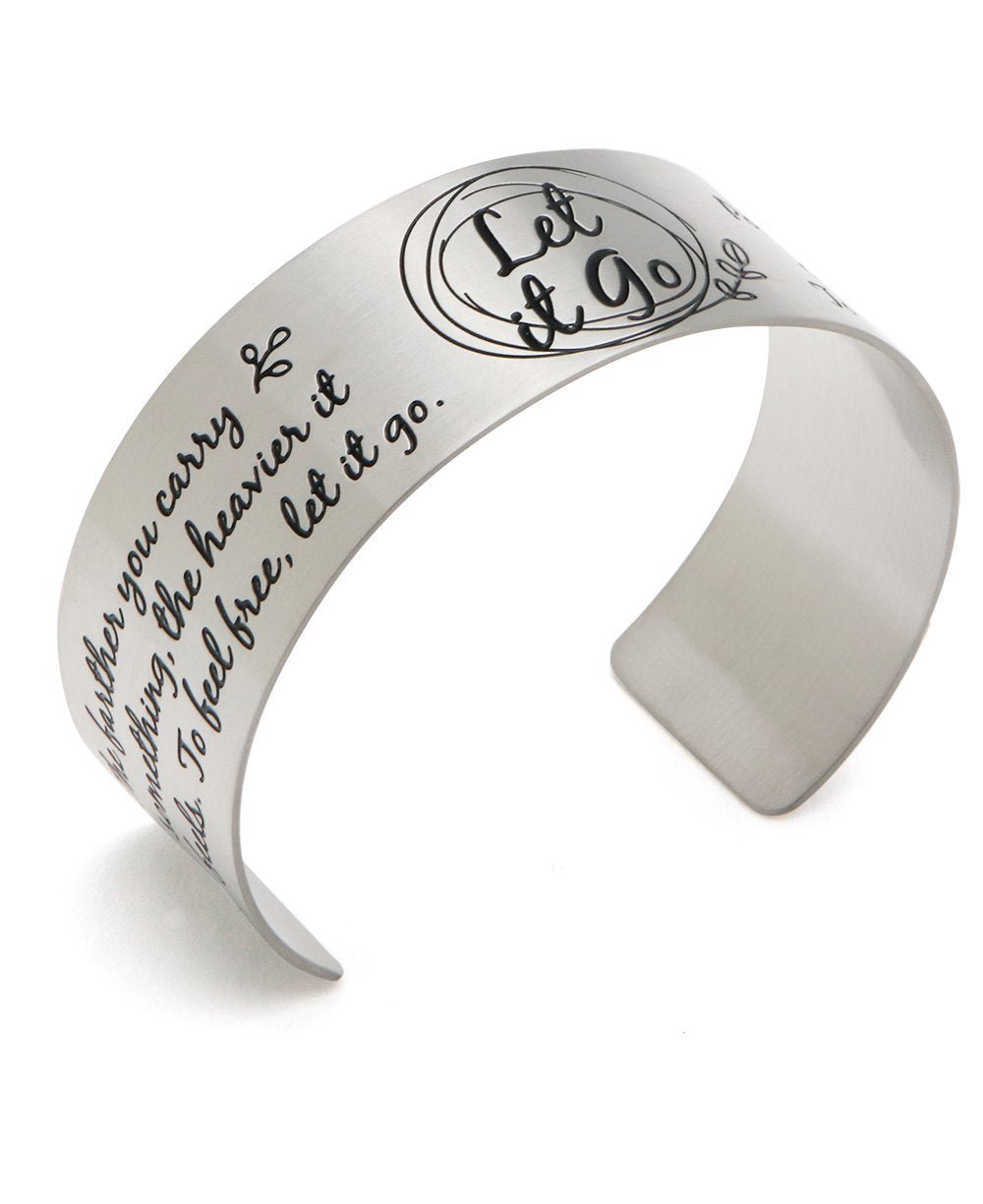 Let It Go Inspirational Cuff Bracelet in Adjustable Stainless Steel - Bracelets