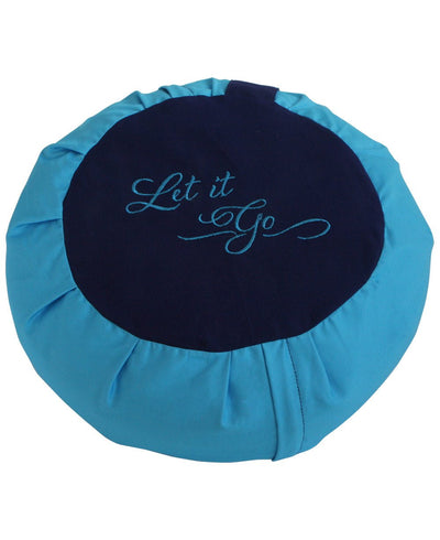 Let it Go Zafu Cushion, Navy on Aqua - Massage Cushions